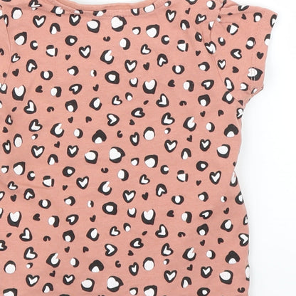 Primark Girls Brown Animal Print  Basic T-Shirt Size 6-9 Months  - Leopard print