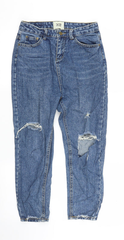 X2 Womens Blue  Denim Mom Jeans Size L L22 in