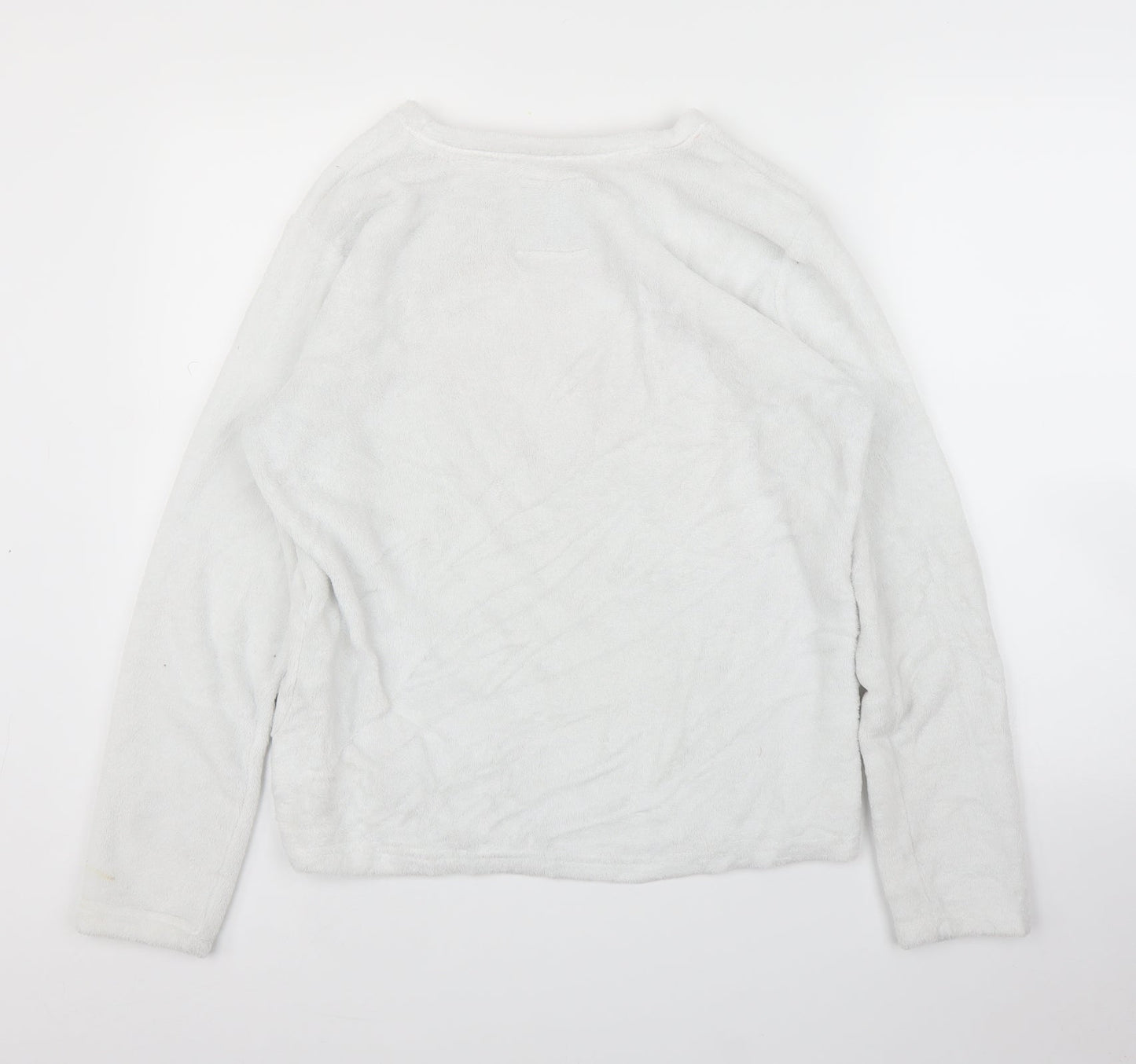 Matalan Womens White  Fleece Top Pyjama Top Size M  - Love Heart