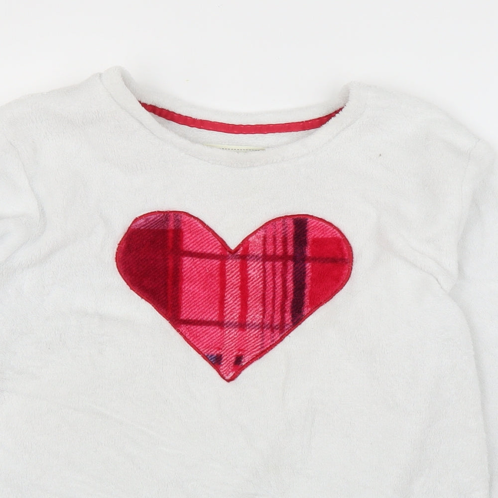 Matalan Womens White  Fleece Top Pyjama Top Size M  - Love Heart