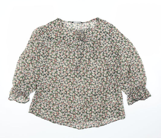 George Womens Beige Floral  Basic Blouse Size 16