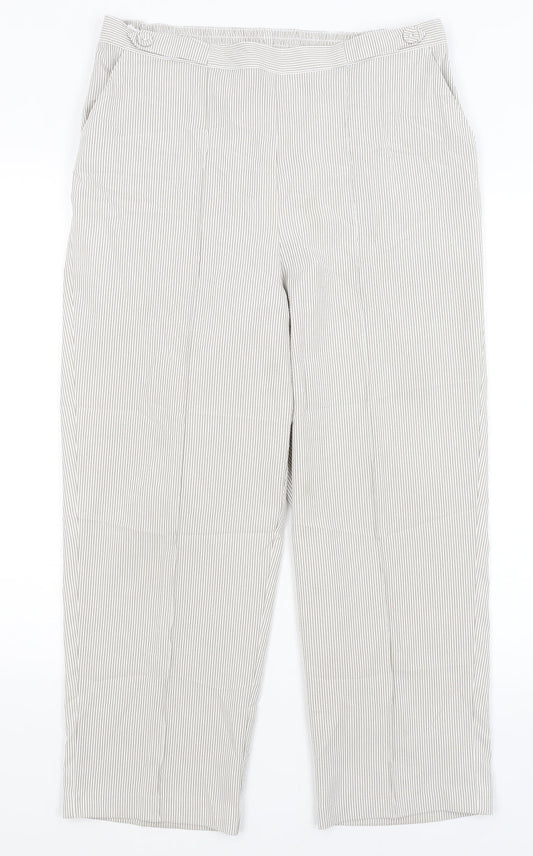 BM Womens Beige Striped  Trousers  Size 14 L25 in