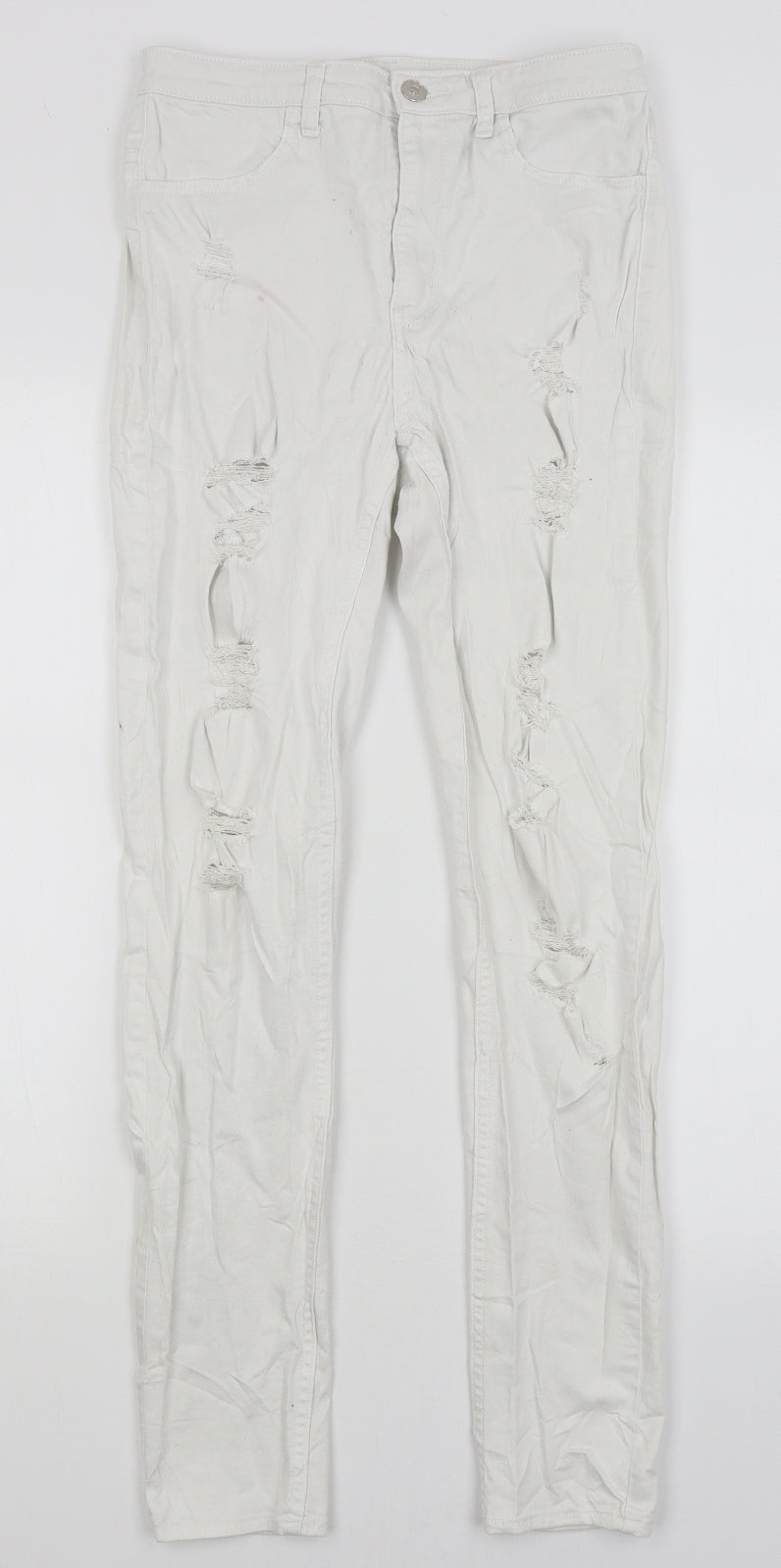 Womens UK Size 12 H&M Regular Fit Skinny White Jeans