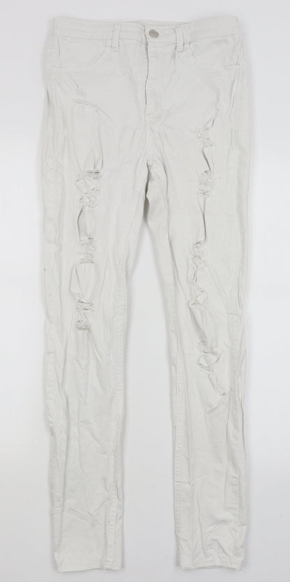 Womens UK Size 12 H&M Regular Fit Skinny White Jeans