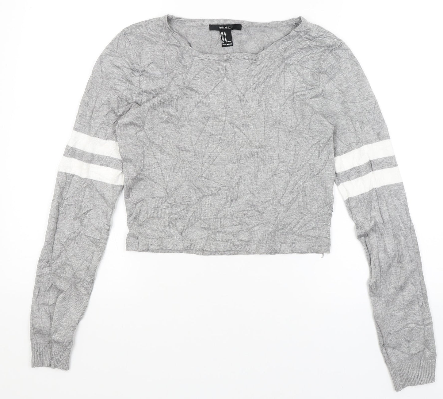 FOREVER 21 Womens Grey   Cropped T-Shirt Size M