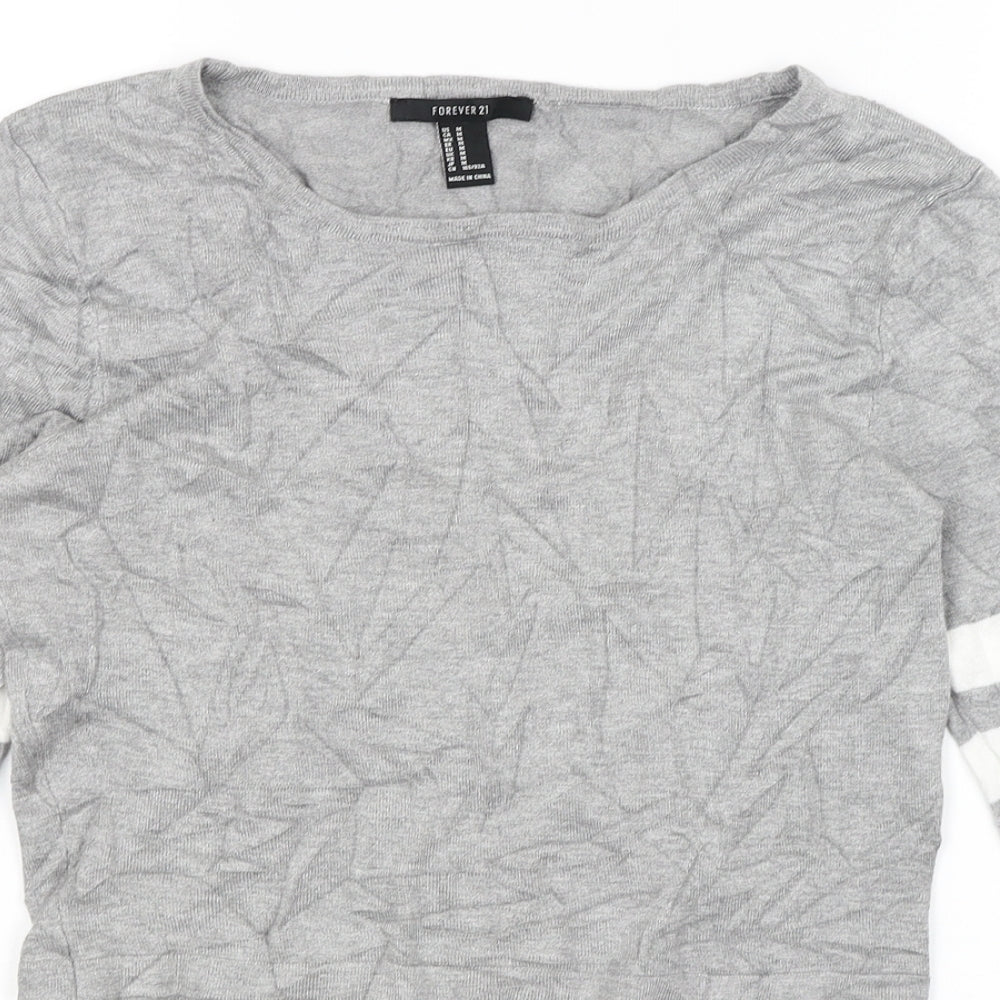 FOREVER 21 Womens Grey   Cropped T-Shirt Size M