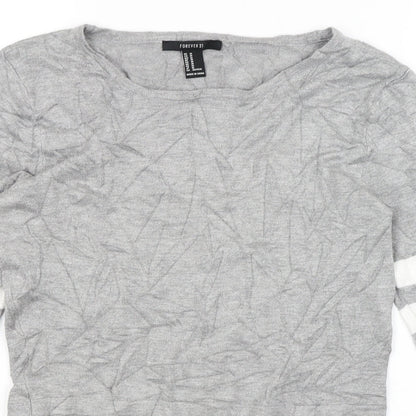 FOREVER 21 Womens Grey   Cropped T-Shirt Size M