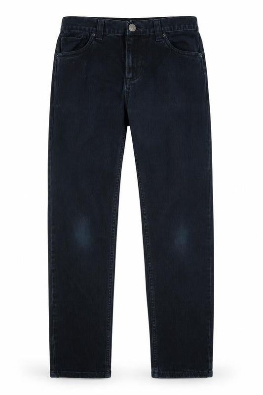 Front view of Denim Co men’s blue straight jeans, size 32, in, 30-inch leg