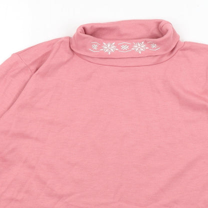 Womens UK Size 14 Afibel Pink Basic T-Shirt