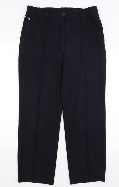 Womens UK Size 14 Preworn Regular Fit Dress Pants Blue Trousers