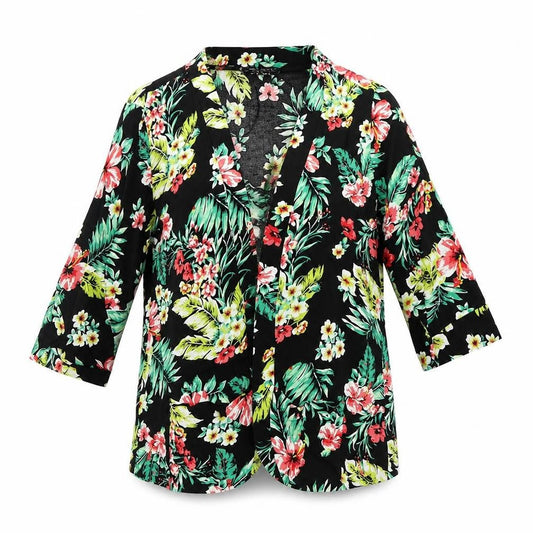 Select Womens Black Floral  Cardigan Jumper Size 16