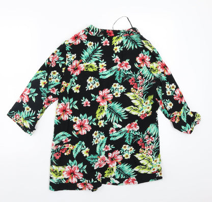 Select Womens Black Floral  Cardigan Jumper Size 16