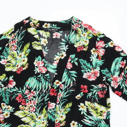 Select Womens Black Floral  Cardigan Jumper Size 16