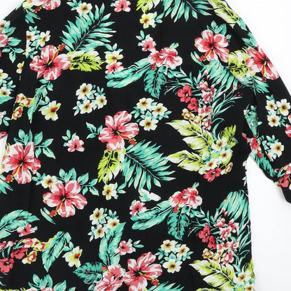 Select Womens Black Floral  Cardigan Jumper Size 16