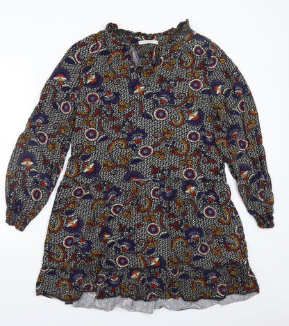 George Womens Black Floral  A-Line  Size 14