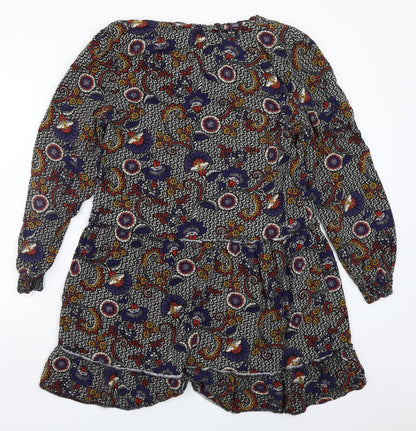 George Womens Black Floral  A-Line  Size 14