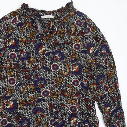 George Womens Black Floral  A-Line  Size 14