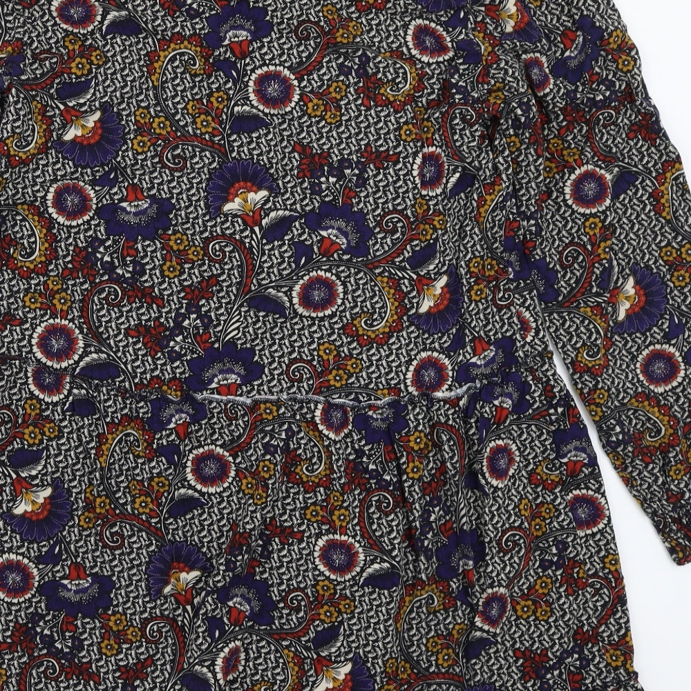 George Womens Black Floral  A-Line  Size 14