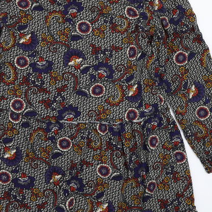 George Womens Black Floral  A-Line  Size 14