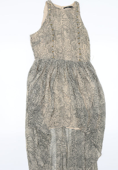 Oasis Womens Beige Animal Print  A-Line  Size 12