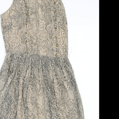 Oasis Womens Beige Animal Print  A-Line  Size 12