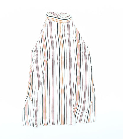 Miss Selfridge Womens White Striped  Basic Tank Size 10