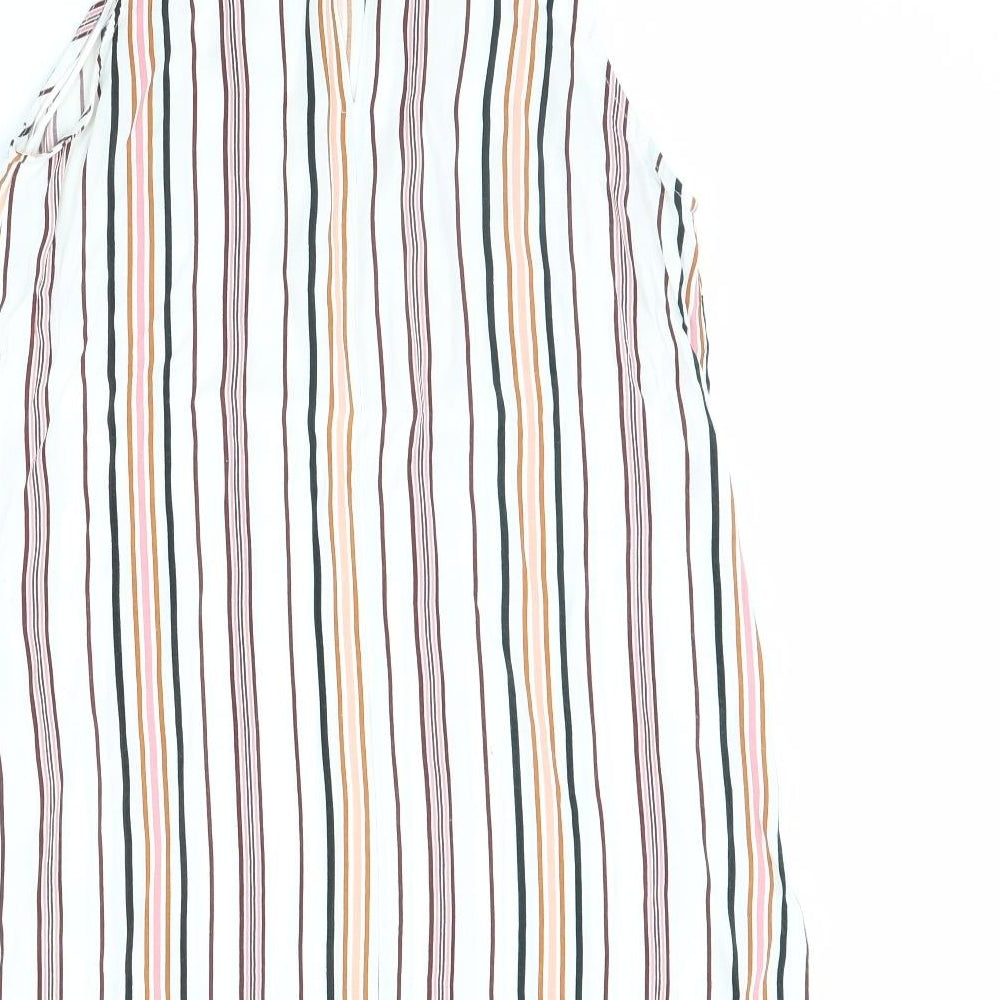 Miss Selfridge Womens White Striped  Basic Tank Size 10