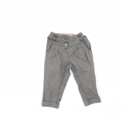 NEXT Boys Brown Plaid  Capri Trousers Size 12 Months