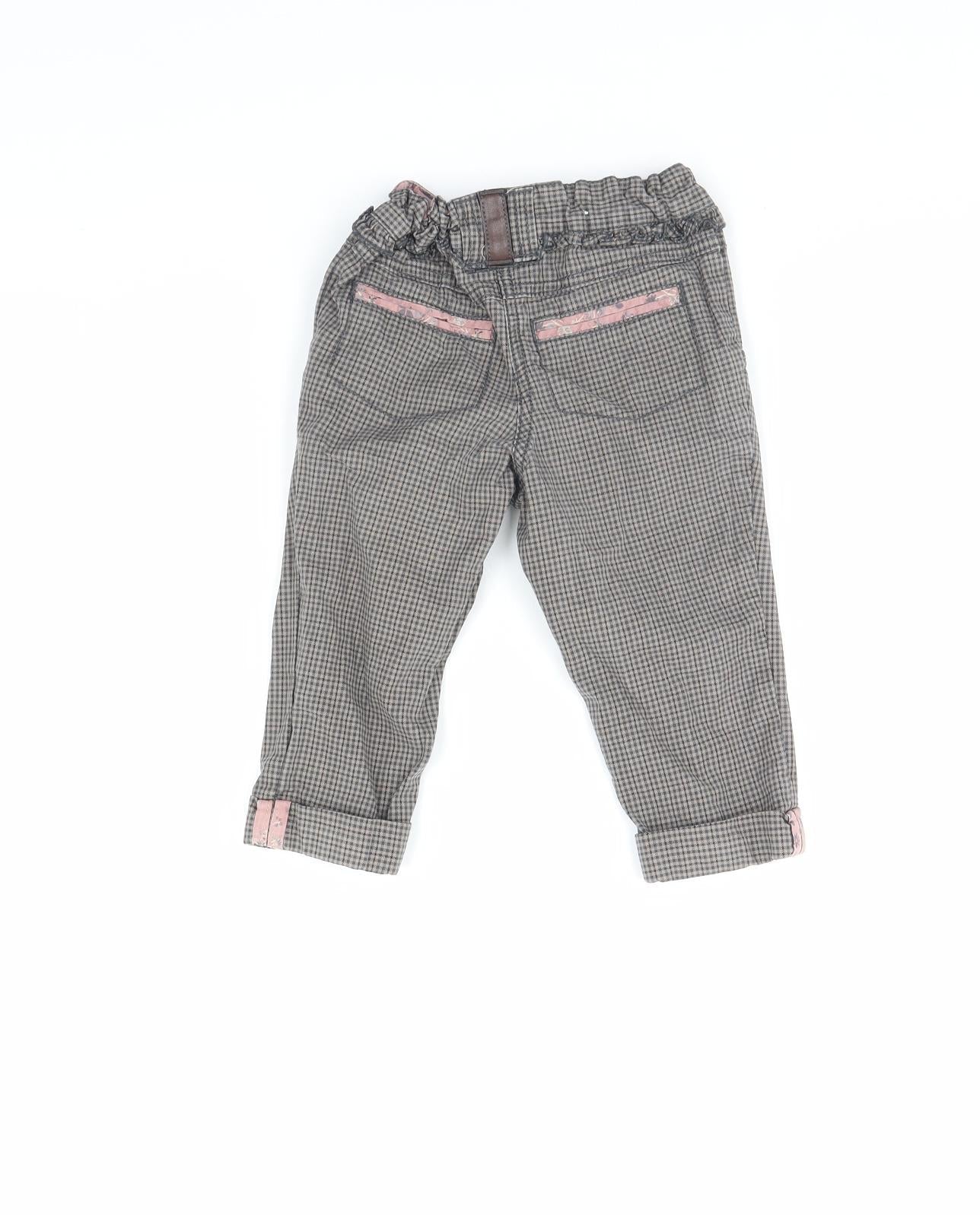 NEXT Boys Brown Plaid  Capri Trousers Size 12 Months
