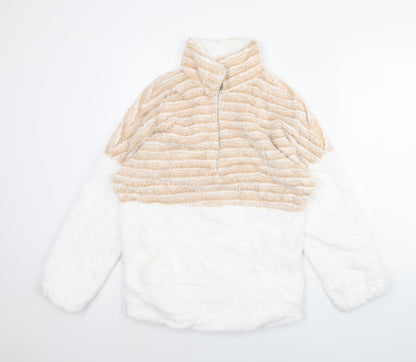 Womens UK Size S Preworn White Henley Jumper