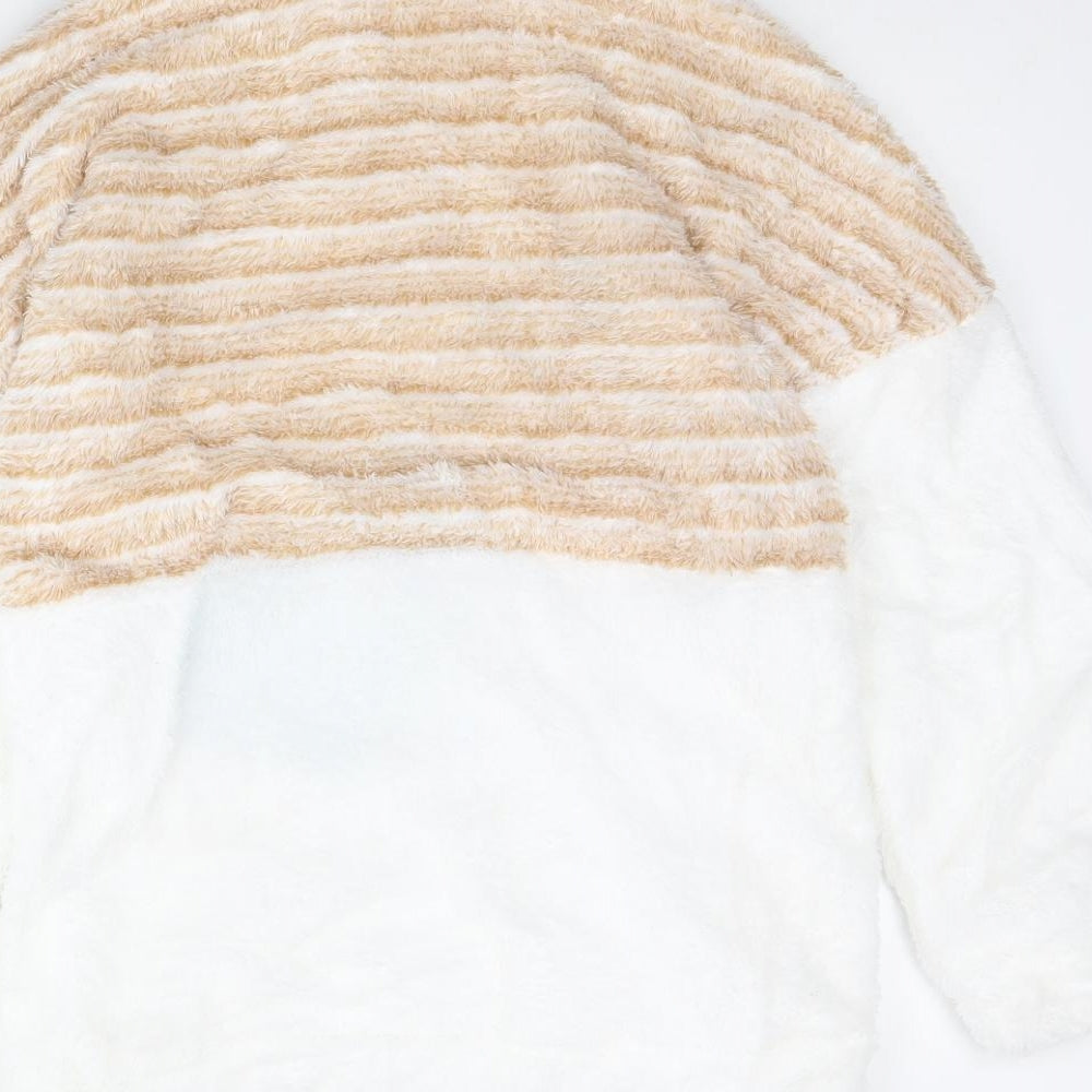 Womens UK Size S Preworn White Henley Jumper