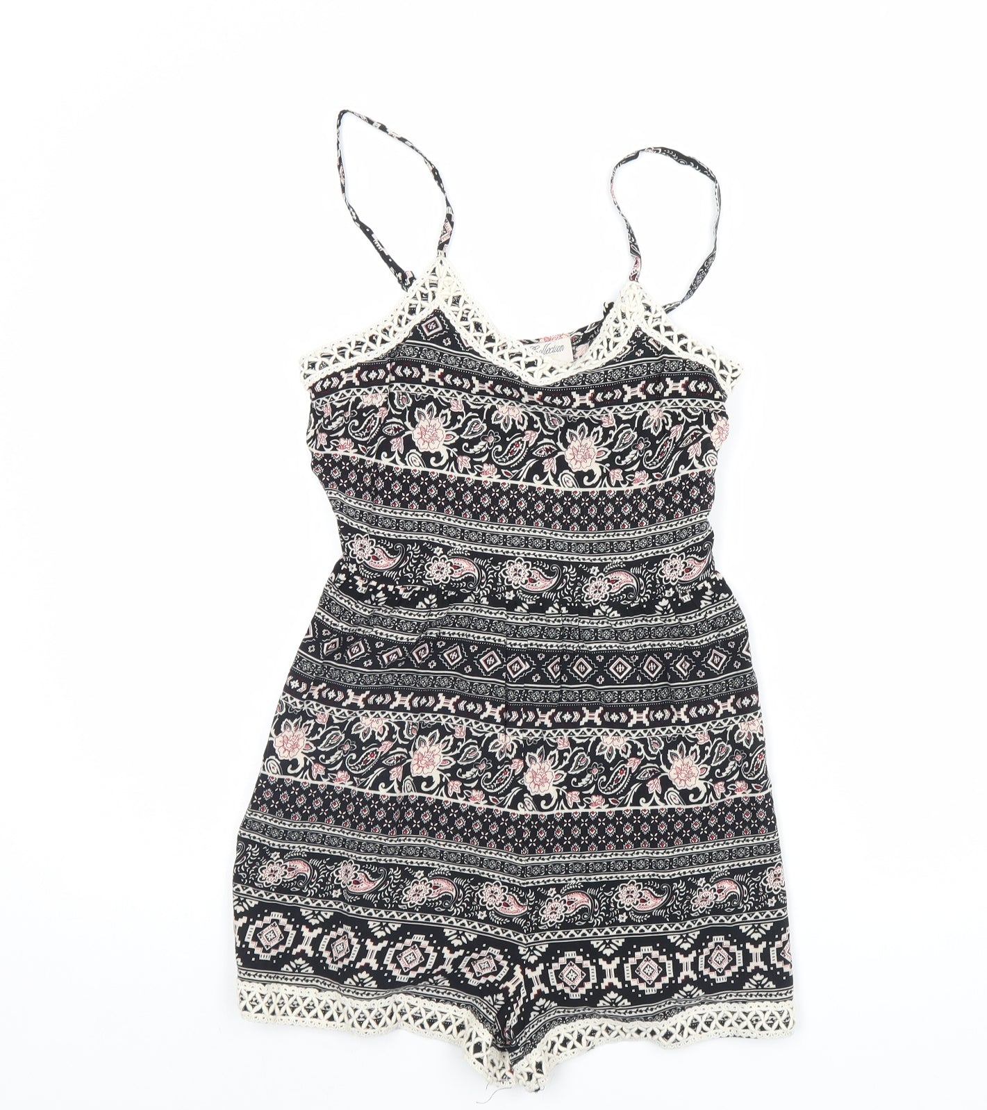 Parisian Collection Womens Black Striped  Playsuit One-Piece Size 8 L3 in