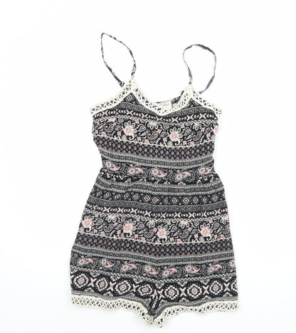 Parisian Collection Womens Black Striped  Playsuit One-Piece Size 8 L3 in