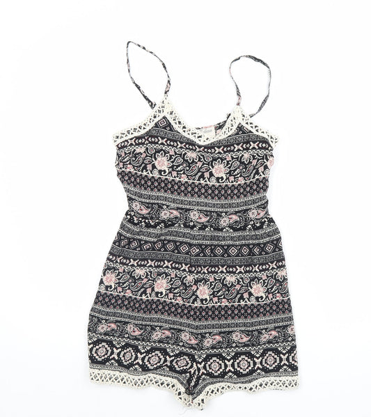 Parisian Collection Womens Black Striped  Playsuit One-Piece Size 8 L3 in