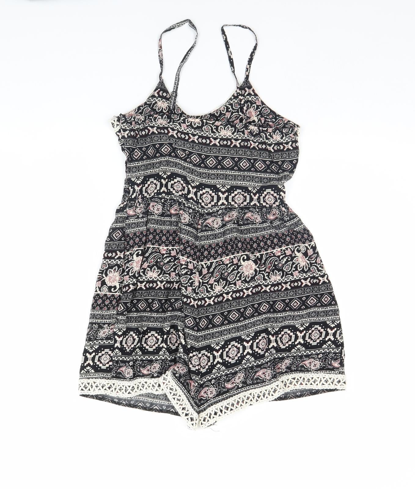 Parisian Collection Womens Black Striped  Playsuit One-Piece Size 8 L3 in