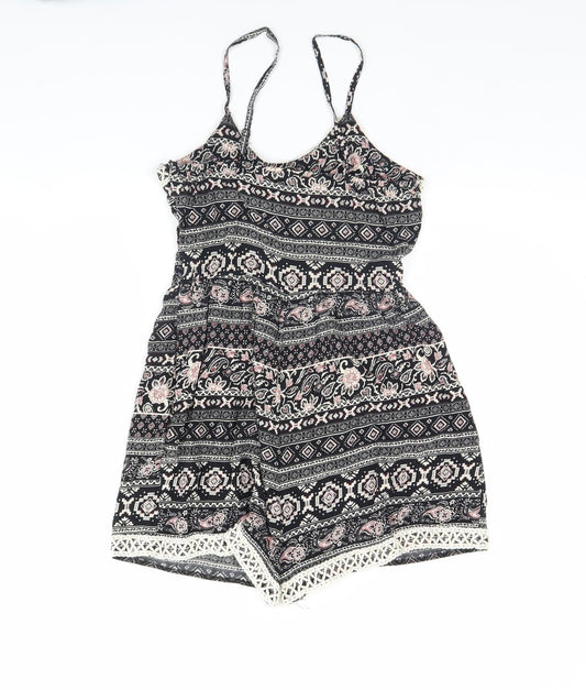 Parisian Collection Womens Black Striped  Playsuit One-Piece Size 8 L3 in