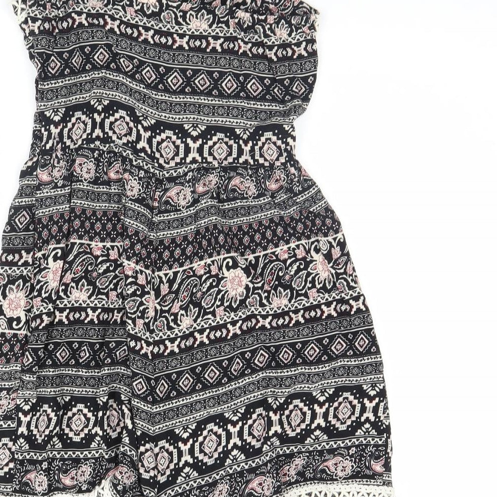 Parisian Collection Womens Black Striped  Playsuit One-Piece Size 8 L3 in