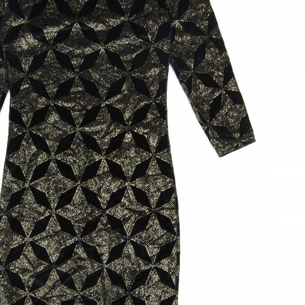 Topshop Womens Black Geometric  Bodycon  Size 10