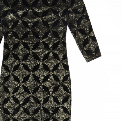 Topshop Womens Black Geometric  Bodycon  Size 10