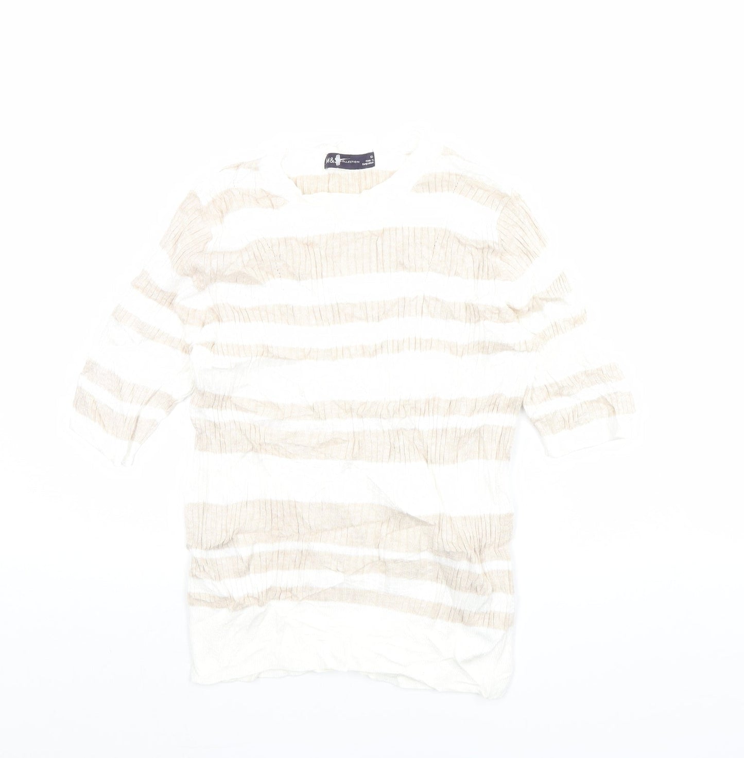 Womens UK Size 12 m&s Beige Pullover Jumper