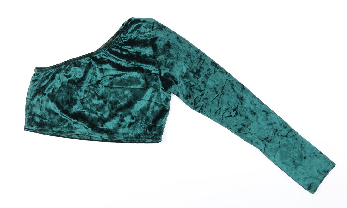 Womens UK Size 16 PRETTYLITTLETHING Green Cropped Blouse