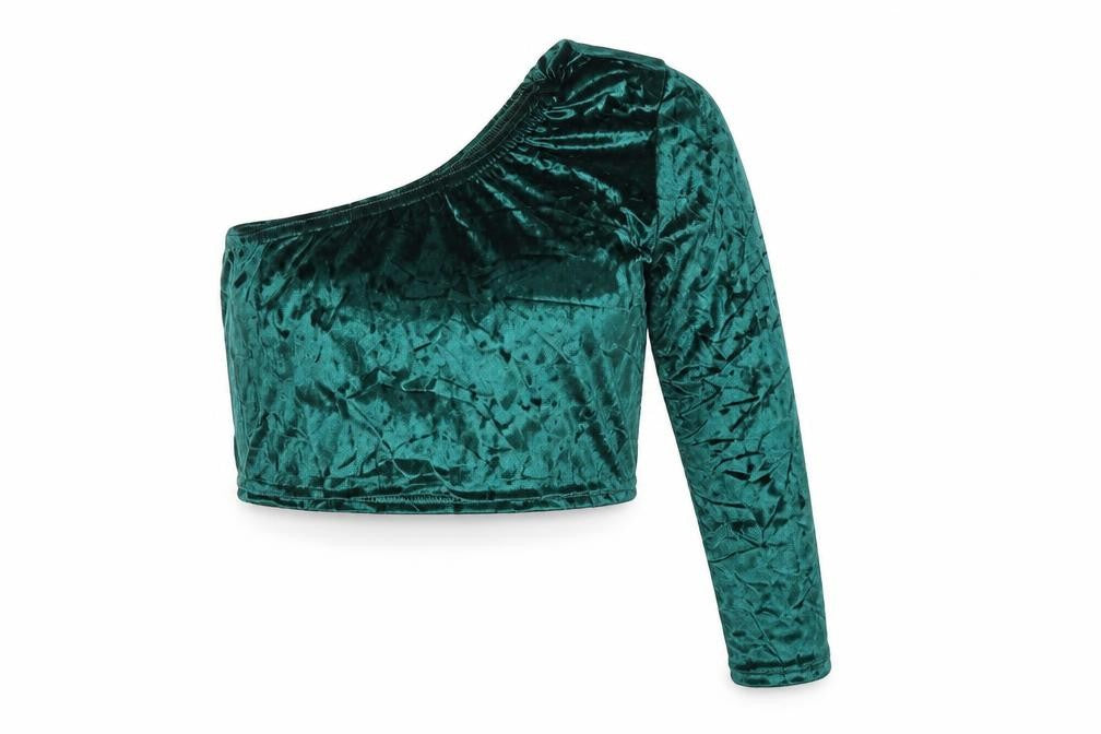 Womens UK Size 16 PRETTYLITTLETHING Green Cropped Blouse