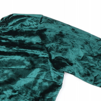 Womens UK Size 16 PRETTYLITTLETHING Green Cropped Blouse