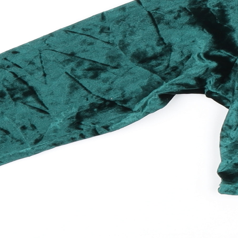 Womens UK Size 16 PRETTYLITTLETHING Green Cropped Blouse
