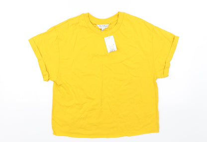 Miss Selfridge Womens Yellow   Basic T-Shirt Size 8  - Cropped