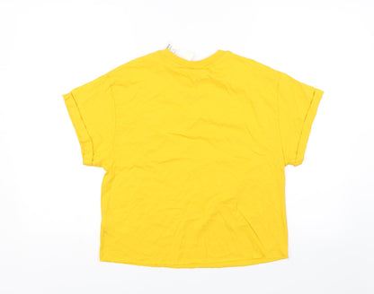 Miss Selfridge Womens Yellow   Basic T-Shirt Size 8  - Cropped