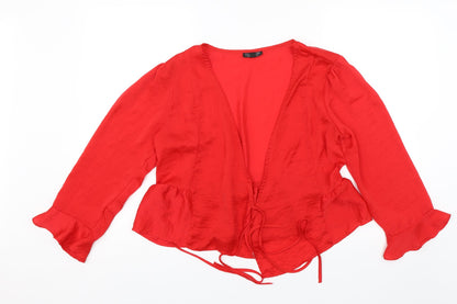 Womens UK Size 12 Topshop Red Shrug Jumper