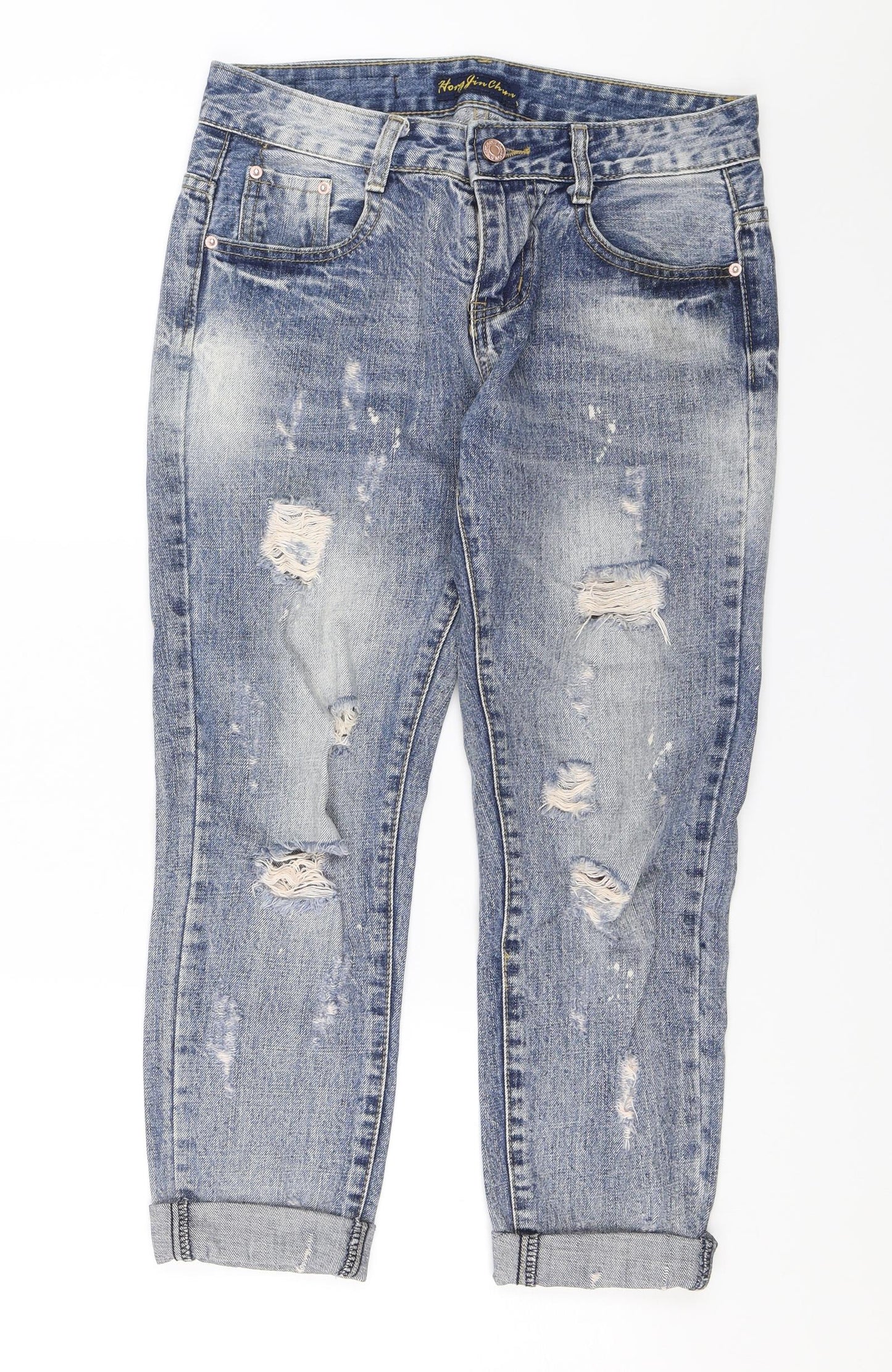 Hong Jin Chun Mens Blue  Denim Cropped Jeans Size 27 in L22 in