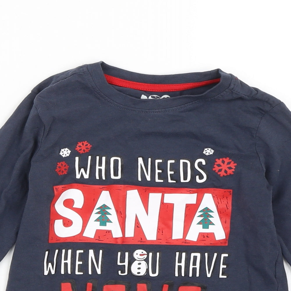 Nutmeg Boys Blue   Basic T-Shirt Size 5-6 Years  - Who Needs Santa When You Have Nana