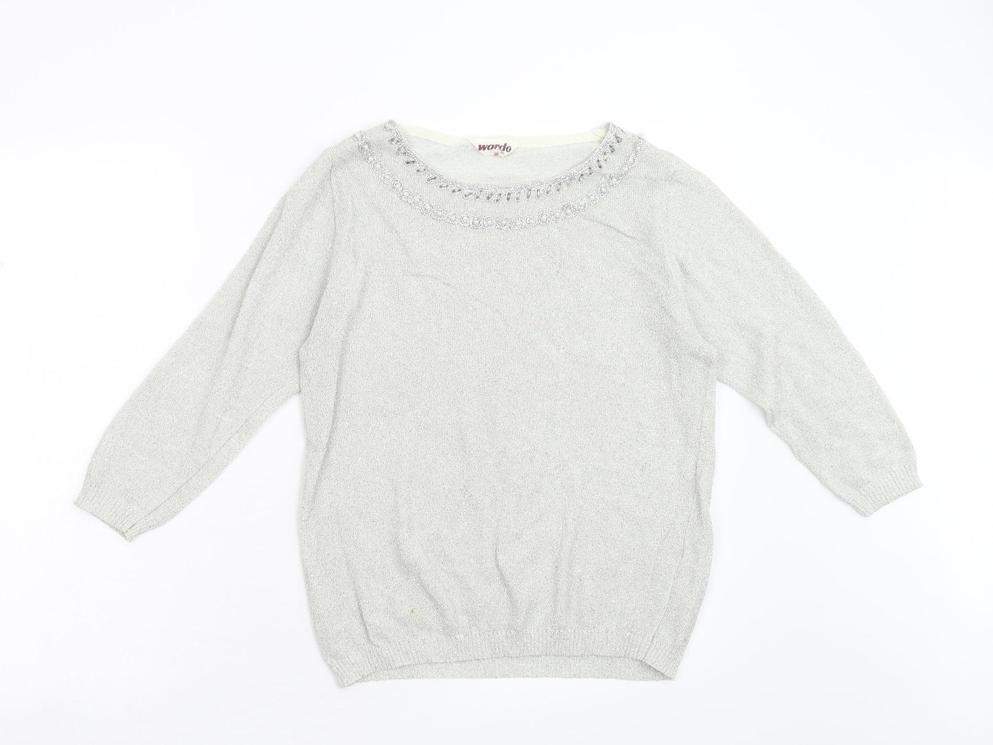 Wardo Womens Silver  Knit Pullover Jumper Size 38